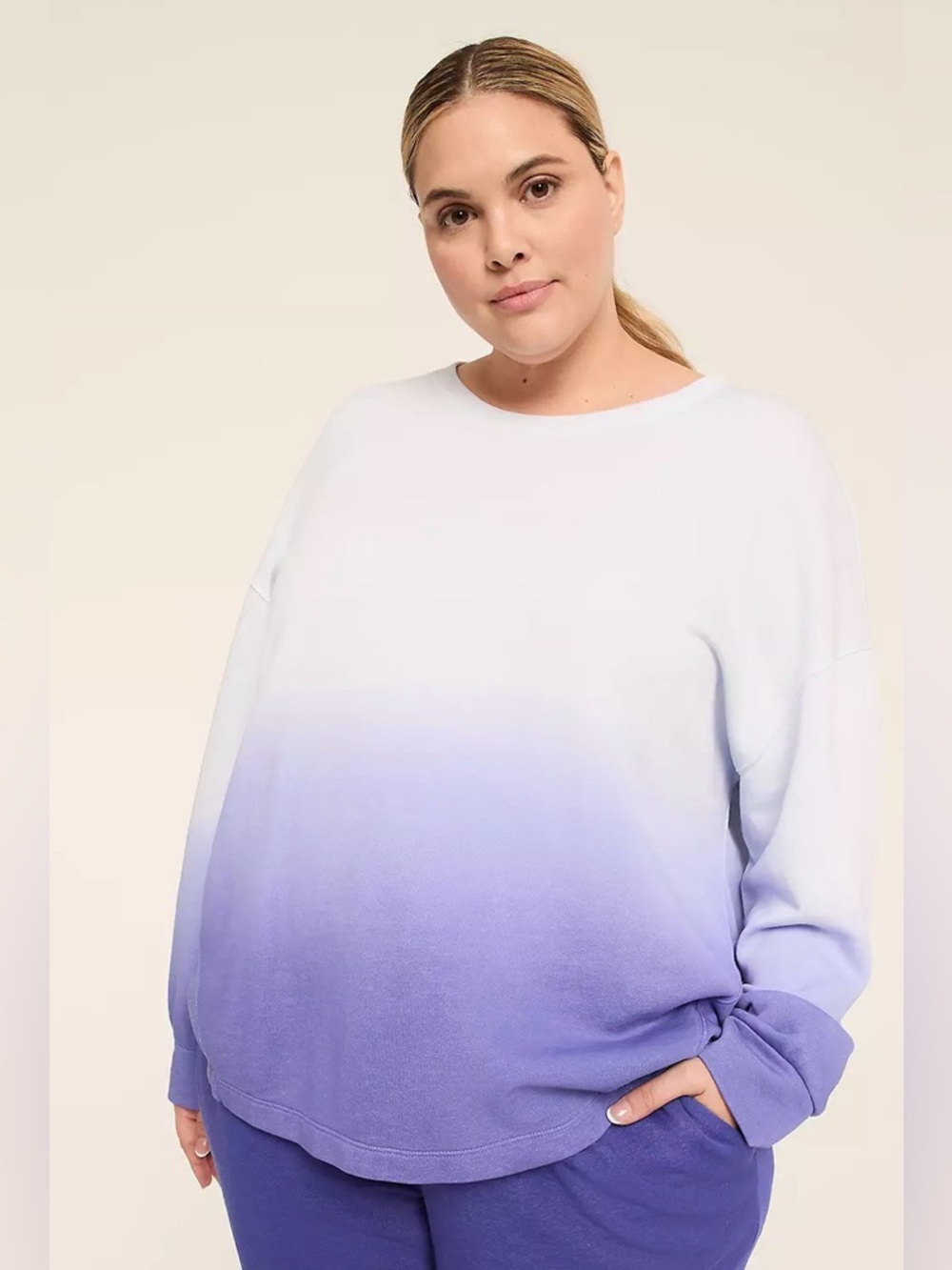 NWT LIVI French Terry Ombre Crew-Neck Sweatshirt Size 18/20 Bluish Purple Color